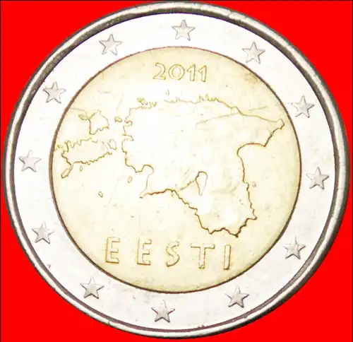 * KARTE MIT SEEN (2011-2022): estland (früher die UdSSR, russland) ★ 2 euro 2011! * MAP WITH LAKES: estonia (ex. the USSR, russia) ★ 