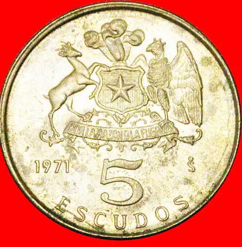 * LAUTARO (1534-1557): CHILE ★ 5 ESCUDO 1971! 