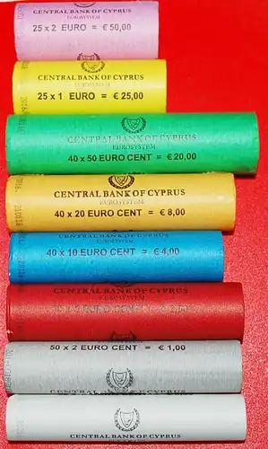 * GRIECHENLAND: ZYPERN ★ EURO SET 8 MÜNZEN 2016 STG STEMPELGLANZ! SCHIFFE UND TIERE! von der Rolle! * GREEECE: CYPRUS ★ EURO SET 8 COINS 2016 UNC!  SHIPS AND ANIMALS!