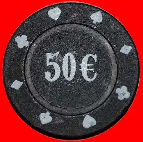 * GROSSE WERTUNG: UNBEKANNTES CASINO ★ 50 EURO POKER CHIP! * LARGE DENOMINATION: UNKNOWN CASINO ★ 