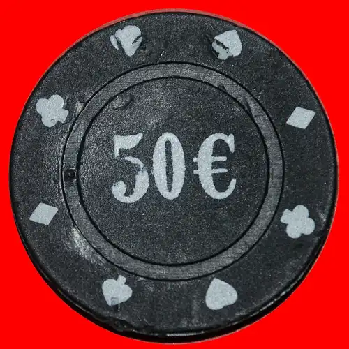 * GROSSE WERTUNG: UNBEKANNTES CASINO ★ 50 EURO POKER CHIP! * LARGE DENOMINATION: UNKNOWN CASINO ★ 