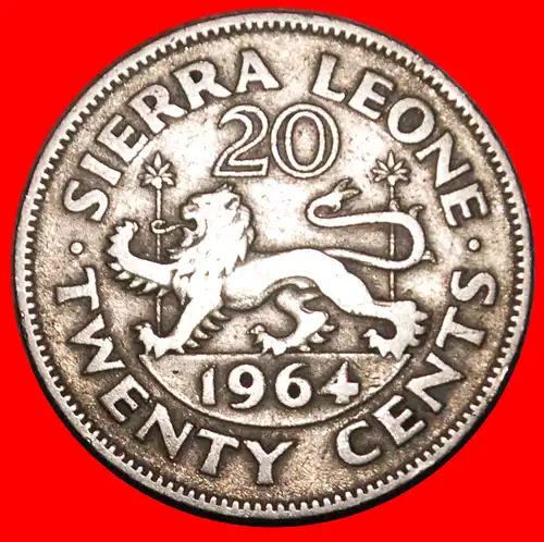 * GROSSBRITANNIEN: SIERRA LEONE ★ 20 CENTS 1964 LÖWE! * GREAT BRITAIN: SIERRA LEONE ★