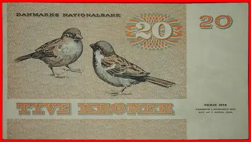 * SPATZEN (1972-1988): DÄNEMARK ★ 20 KRONER 1983! VERÖFFENTLICHT WERDEN! VZGL KNACKIG!  * SPARROWS: DENMARK ★ TO BE PUBLISHED! 