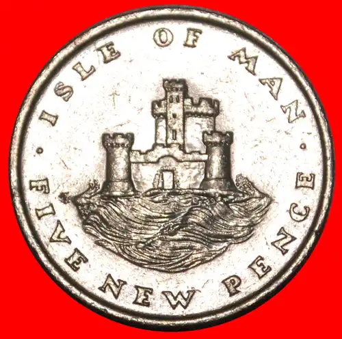 * GROSSBRITANNIEN (1971-1975): INSEL MAN ★ 5 NEU PENCE 1975 SCHLOSS! ELISABETH II. (1953-2022) * GREAT BRITAIN: ISLE OF MAN ★