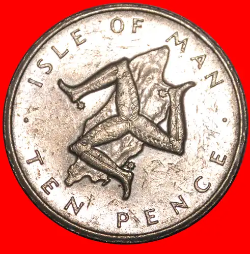 * GROSSBRITANNIEN (1976-1979): INSEL MAN ★ 10 PENCE 1976 TRISKELE! ELISABETH II. (1953-2022) * GREAT BRITAIN: ISLE OF MAN ★