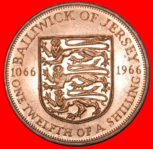 * GROSSBRITANNIEN: JERSEY ★ 1/12 SHILLING 1066-1966 STG STEMPELGLANZ! ELISABETH II. (1953-2022) INTERESSANTER TYP!* GREAT BRITAIN: JERSEY ★