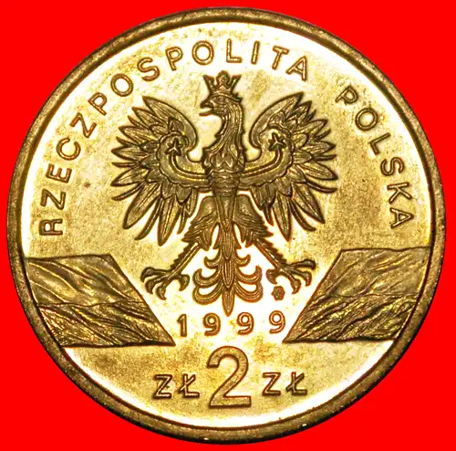 * WÖLFE SELTEN: POLEN ★ 2 ZLOTY 1999 NORDISCHES GOLD STG STEMPELGLANZ! * WOLVES  RARE: POLAND ★ NORDIC GOLD UNC MINT LUSTRE! 