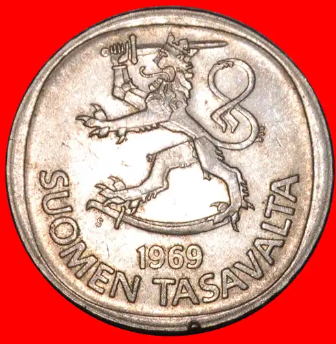 * LÖWE (1969-1993): FINNLAND ★ 1 MARK 1969S VZGL STEMPELGLANZ! UNGEWÖHNLICH!  * LION: FINLAND ★  UNCOMMON!