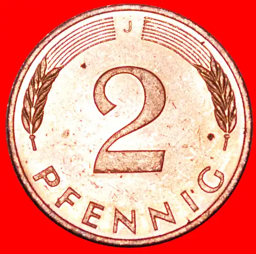 * ROGGEHREN (1967-2001): DEUTSCHLAND ★ 2 PFENNIG 1991J STEMPEL 6+B! STG STEMPELGLANZ! * RYE EARS (1967-2001): GERMANY ★ 2 PFENNIGS 1991J DIES 6+B! MINT LUSTRE!