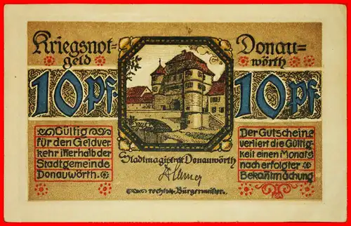 * BAYERN: DEUTSCHLAND DONAUWÖRTH ★ 10 PFENNIG (1918)! KNACKIG! VERÖFFENTLICHT WERDEN! * BAVARIA: GERMANY DONAUWOERTH ★ 10 PFENNIGS (1918)! CRISP! TO BE PUBLISHED! 