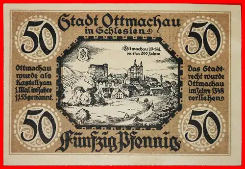 * OBERSCHLESIEN: DEUTSCHLAND OTTMACHAU (POLEN OTMUCHOW) ★ 50 PFENNIG 1921! KNACKIG! GLOGAU GEDRUCKT! * UPPER SILESIA: GERMANY OTTMACHAU (POLAND OTMUCHOW) ★