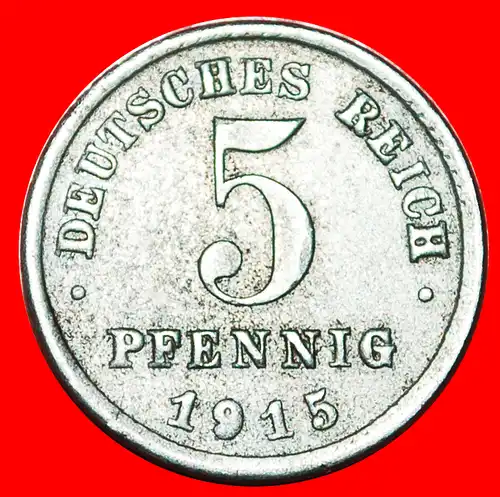 * ERSTER WELTKRIEG (1914-1918): DEUTSCHLAND ★ 5 PFENNIG 1915J SELTEN! WILHELM II. (1888-1918) * FIRST WORLD WAR: GERMANY ★ 5 PFENNIG 1915J RARE!