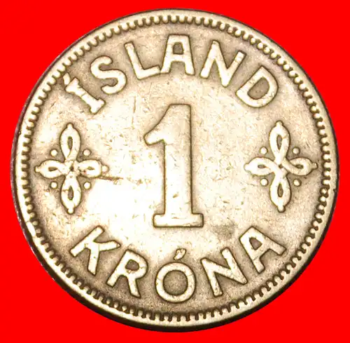 * DÄNEMARK (1925-1940): ISLAND ★ 1 KRONA 1925 SELTEN!  * DENMARK: ICELAND ★ 1 CROWN 1925 RARE!