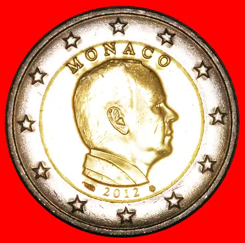 * FRANKREICH (2009-2022): MONACO ★ 2 EURO 2012 STG STEMPELGLANZ! UNGEWÖHNLICH! ALBERT II. (2005-)  * FRANCE: MONACO ★ 2 EURO 2012 UNC MINT LUSTRE! UNCOMMON! 