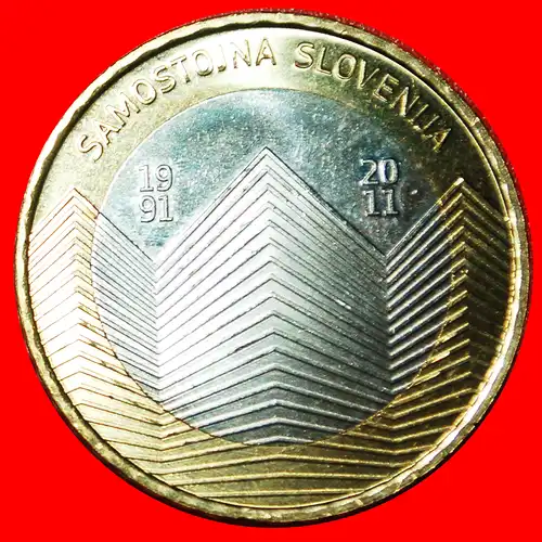 * TRENNUNG VON JUGOSLAWIEN 1991: SLOWENIEN ★ 3 EURO 2011 STG STEMPELGLANZ! UNGEWÖHNLICH BIMETALLISCH!  * SEPARATION FROM YUGOSLAVIA 1991: SLOVENIA ★ UNC MINT LUSTRE! UNCOMMON! BI-METALLIC!