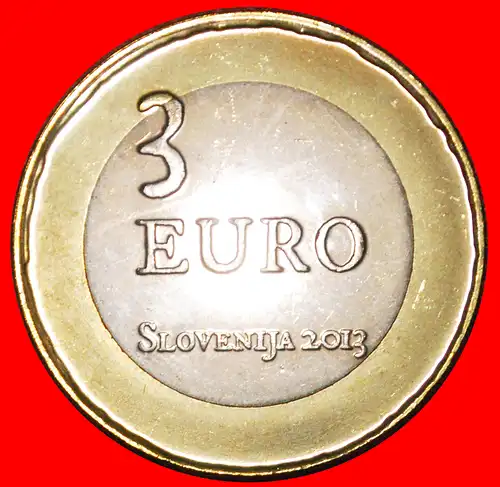 * WAFFE 1713: SLOWENIEN ★ 3 EURO 2013 STG STEMPELGLANZ! UNGEWÖHNLICH BIMETALLISCH!  * WEAPON: SLOVENIA ★ UNC MINT LUSTRE! UNCOMMON! BI-METALLIC!