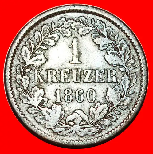 * BADEN (1859-1871): DEUTSCHLAND ★ 1 KREUZER 1860! FRIEDRICH I. (1856-1907) * GERMANY  ★