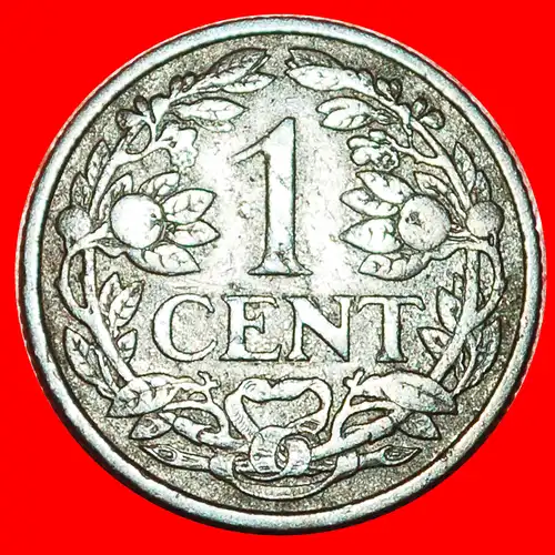 * WUCHERND LÖWE (1913-1941): NIEDERLANDE ★ 1 CENT 1925! WILHELMINA (1890-1948)   * RAMPANT LION: NETHERLANDS ★ 