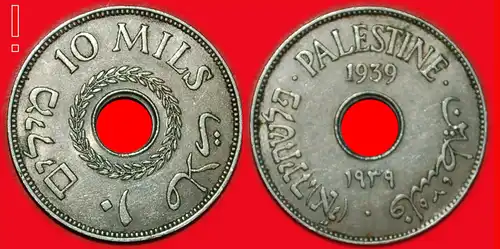 * GROSSBRITANNIEN: PALÄSTINA (israel) ★ 10 MILS 1939! UNGEMEINSAMES JAHR! * GREAT BRITAIN: PALESTINE (israel IN FUTURE)* UNCOMMON 