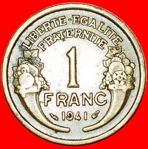 * FÜLLHORN (1931-1941): FRANKREICH ★ 1 FRANC 1941! KRIEGSZEIT (1939-1945)!  * CORNUCOPIAS: FRANCE ★