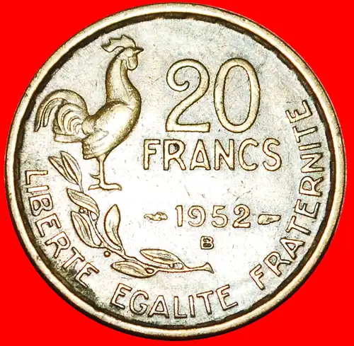 * HAHN (1950-1954): FRANKREICH ★ 20 FRANC 1952B! G. GUIRAUD! * COCK: FRANCE ★