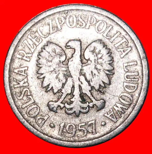 * SOZIALISTISCHE STERNE AUF ADLER (1961-1985): POLEN ★ 20 GROSHEN 1957! STEMPEL I.1! SELTEN!  * SOCIALIST STARS ON EAGLE: POLAND ★DIE I.1! RARE! 