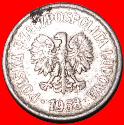 * SOZIALISTISCHE STERNE AUF ADLER (1957-1985): POLEN ★ 1 ZLOTY 1968 SELTEN! STEMPEL I+A!   * SOCIALIST STARS ON EAGLE: POLAND ★ 1 ZLOTY 1968 RARE! DIES I+A!