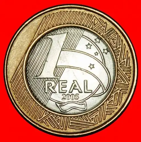 Ⰶ KREUZ DES SÜDENS: BRASILIEN ★ 1 REAL 1965-2005 ZENTRALBANK! BIMETALLISCH!