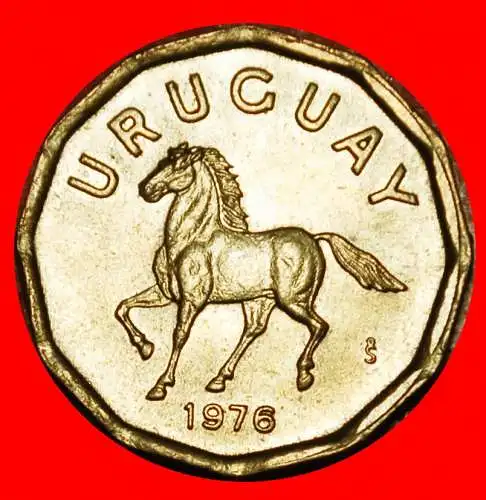 Ⰶ CHILE (1976-1981): URUGUAY ★ 10 CENTESIMO 1976 PFERD! STG STEMPELGLANZ!