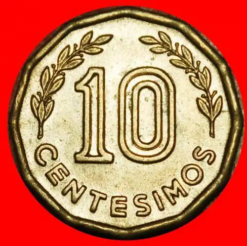 Ⰶ CHILE (1976-1981): URUGUAY ★ 10 CENTESIMO 1976 PFERD! STG STEMPELGLANZ!