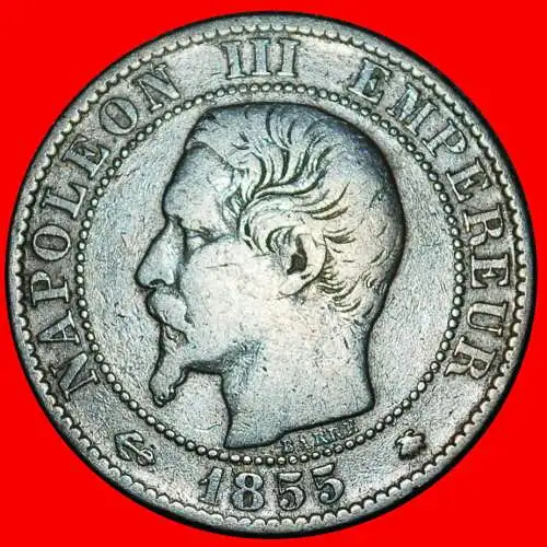 Ⰶ OHNE KRANZ (1853-1857): FRANKREICH ★ 5 CENTIMES 1855BB ANKER! NAPOLEON III. (1852-1873)! 