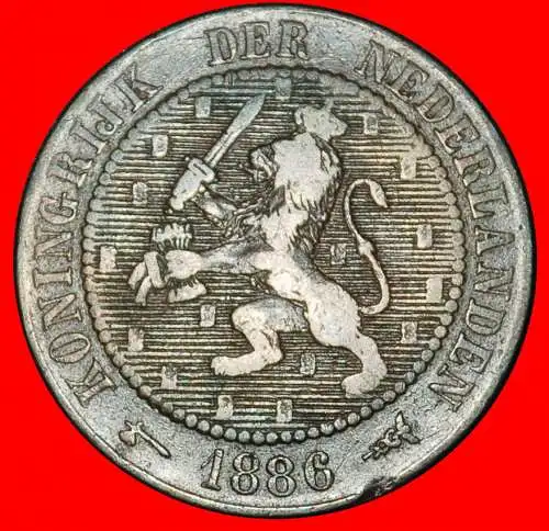 Ⰶ STEIGENDER LÖWE (1877-1898): NIEDERLANDE ★ 2 1/2 CENT 1886! WILHELM III. (1849-1890) 