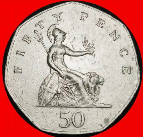 Ⰶ GROSSES SIEBENECK (1982-1984): GROSSBRITANNIEN ★ FÜNFZIG 50 PENCE 1982! ELISABETH II. (1953-2022)