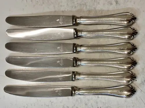 Wilkens Martin 6x Menümesser Muster #515 90er Silber Auflage 24,8 cm (1) TOP!