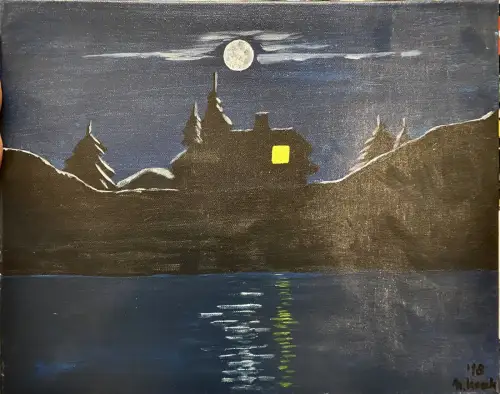 Norbert Hoeck 20./21. Jh. Sylt Vollmondnacht Original Acryl Lw 40x50 cm signiert