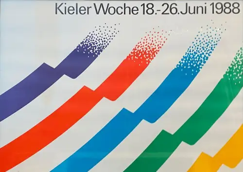 KIELER WOCHE Plakat 1988 A2 Druck in hochwertigem Alurahmen Design Ahmad Moualla