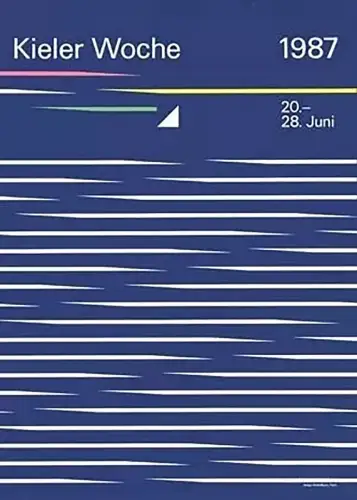 KIELER WOCHE Plakat 1987 A2 Druck in hochwertigem Alurahmen Design Rudi Meyer