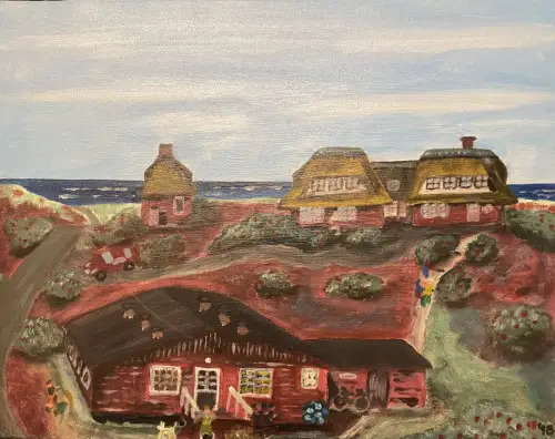 Norbert Hoeck 20./21. Jh. Sylt Alte Heimat Original Acryl Lw 40x50cm sign.