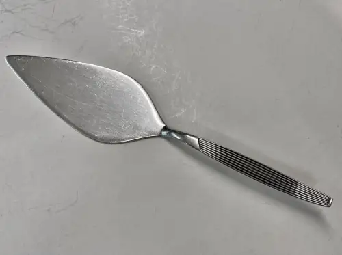 Tortenheber 100er Silber Auflage Streifen Muster 1950er/1960er 22,2 cm TOP!