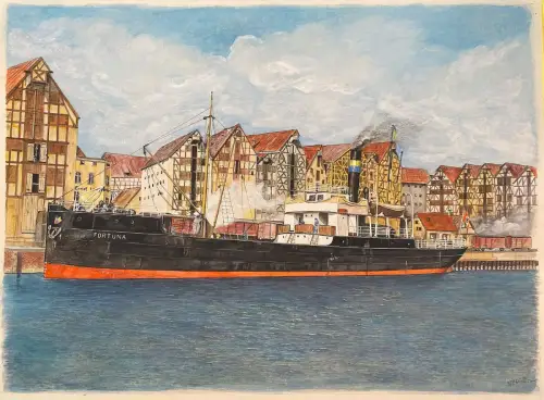 Henry Albrecht *1945 Weißenthurm Hafen von Königsberg Aquarell 23,5x32,5 1984