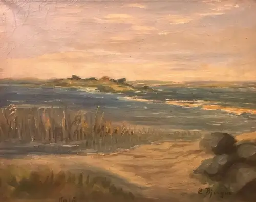 C. BJERGUS 1. Hälfte 20. Jh. Küstenlandschaft Kaló Original Öl Leinwand 38x48