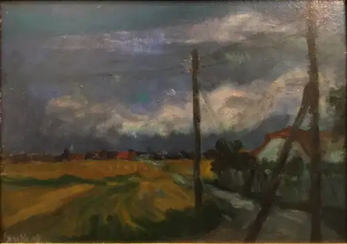 DEUTSCHER EXPRESSIONIST 1948 „Mein Elternhaus“ Original Ölgemälde 31,5x44