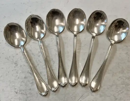 Wilkens Martin 6x Bouillonlöffel Muster #515 90er Silber Auflage 15,5 cm (1) TOP