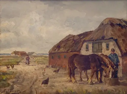 SERGIUS FROST 1900-1994 Kopenhagen Bauernhof auf Fanø Original Öl Lw 28x37