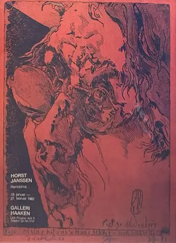 Horst Janssen "Galleri Haaken" Plakat 1983 Offsetdruck 62,7x43,8cm handsigniert