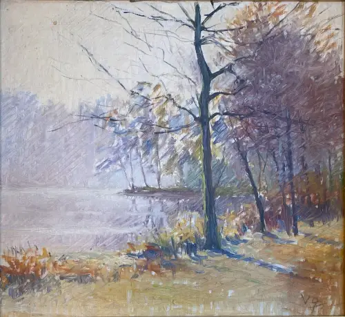 Victor Qvistorff 1882-1953 Aarhus Dänemark Parklandschaft Original Öl 26x 28,5