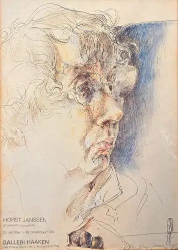 Horst Janssen "Galleri Haaken" Plakat 1982 Offsetdruck 51x43,8cm handsigniert