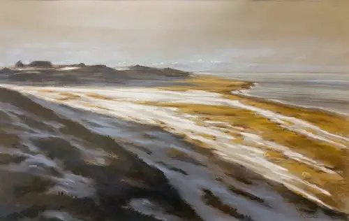 OTFRIED BLEEKER 1925-2009 Sylter Landschaft Watt Heide Original Pastell 40x64