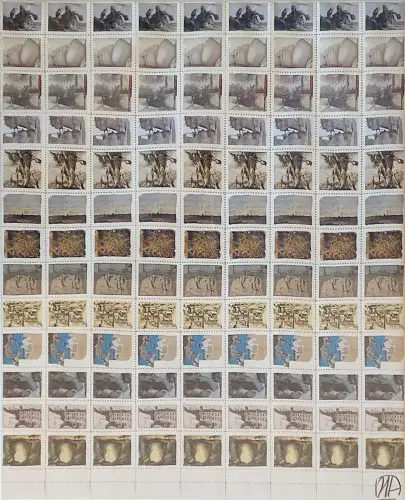 Horst Janssen "Briefmarkenbogen" - o. Datum - Offsetdruck 39,5x32cm handsigniert