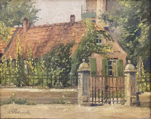 Adolf Gärtner *1884 Hamburg  Ein Stück Alt-Eppendorf 1948 Original Öl 26x33